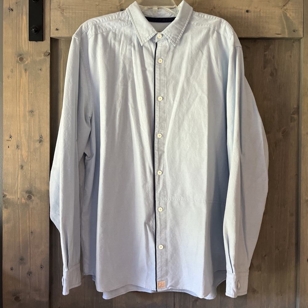Vintage Field‎ &Stream Light Blue 100% Cotton Heavyweight Dress Shirt Men's XL